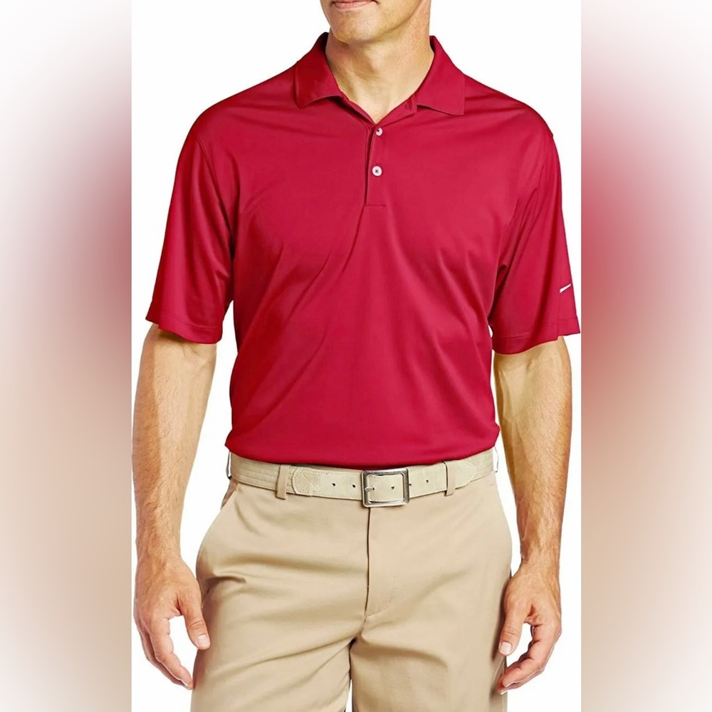 Nike Golf Men's Dri-Fit Stretch UV Tech Polo Red Medium Athletic Sport Jersey